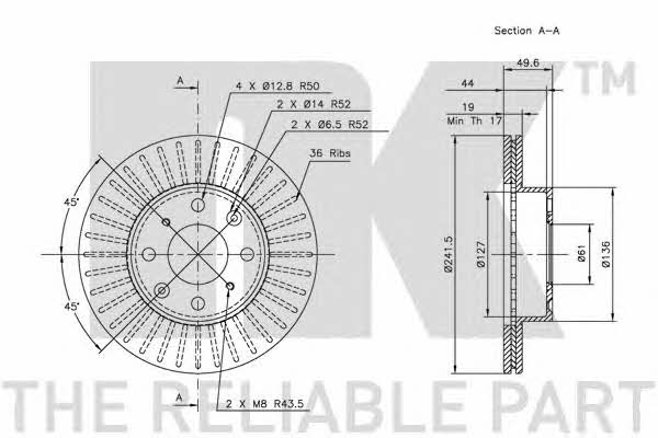 NK 202607 Front brake disc ventilated 202607: Buy near me in Poland at 2407.PL - Good price!