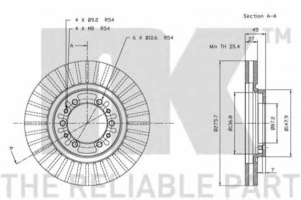 NK 203028 Front brake disc ventilated 203028: Buy near me in Poland at 2407.PL - Good price!