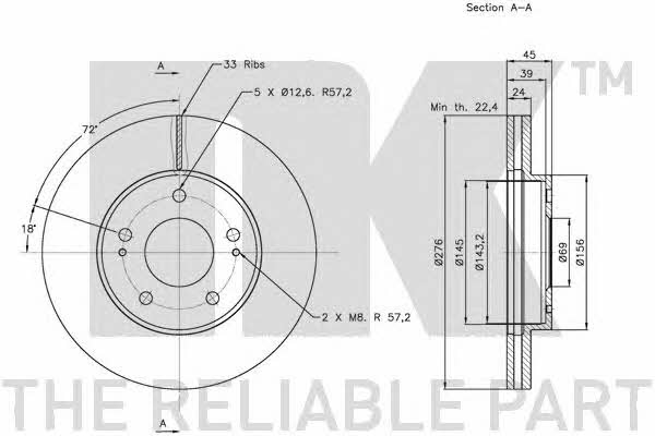 NK 203034 Тормозной диск передний вентилируемый 203034: Отличная цена - Купить в Польше на 2407.PL!