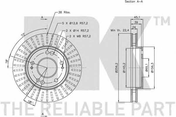 NK 203038 Тормозной диск передний вентилируемый 203038: Отличная цена - Купить в Польше на 2407.PL!