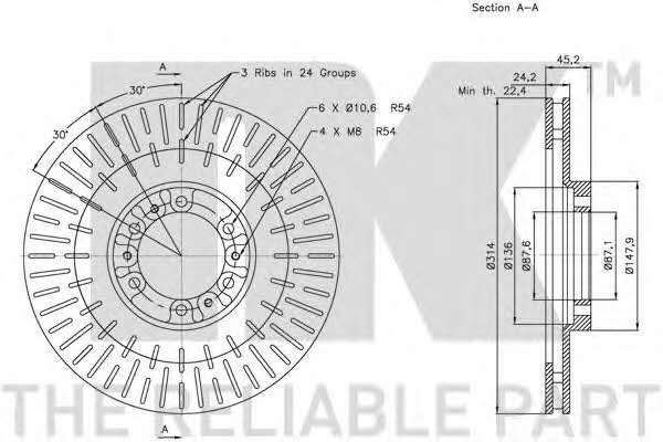 NK 203044 Front brake disc ventilated 203044: Buy near me in Poland at 2407.PL - Good price!