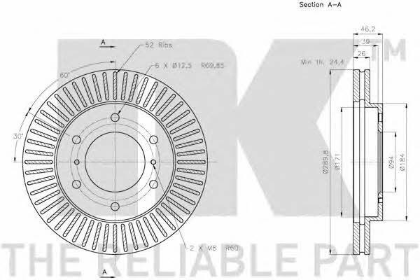 NK 203054 Front brake disc ventilated 203054: Buy near me in Poland at 2407.PL - Good price!