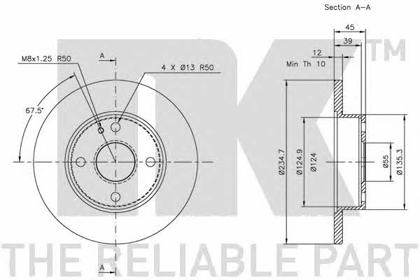 NK 203225 Тормозной диск передний невентилируемый 203225: Отличная цена - Купить в Польше на 2407.PL!