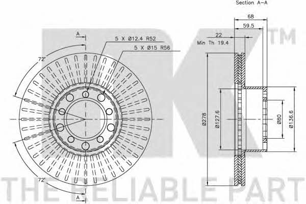 NK 203322 Front brake disc ventilated 203322: Buy near me in Poland at 2407.PL - Good price!