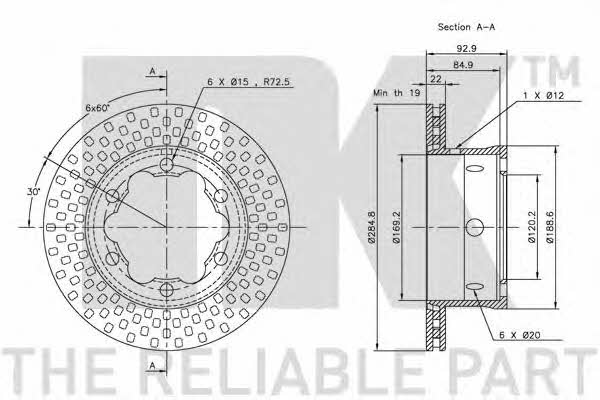 NK 203344 Rear ventilated brake disc 203344: Buy near me in Poland at 2407.PL - Good price!