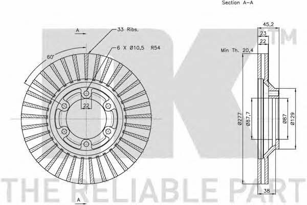 NK 203429 Диск гальмівний передній вентильований 203429: Приваблива ціна - Купити у Польщі на 2407.PL!