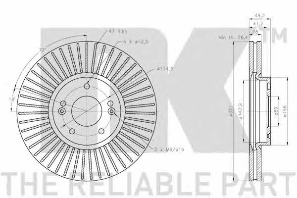 NK 203450 Тормозной диск передний вентилируемый 203450: Отличная цена - Купить в Польше на 2407.PL!