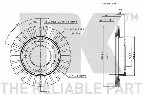 NK 203504 Front brake disc ventilated 203504: Buy near me in Poland at 2407.PL - Good price!