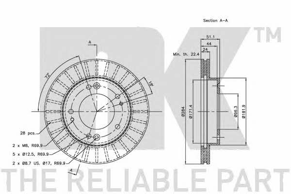 NK 203509 Тормозной диск передний вентилируемый 203509: Отличная цена - Купить в Польше на 2407.PL!