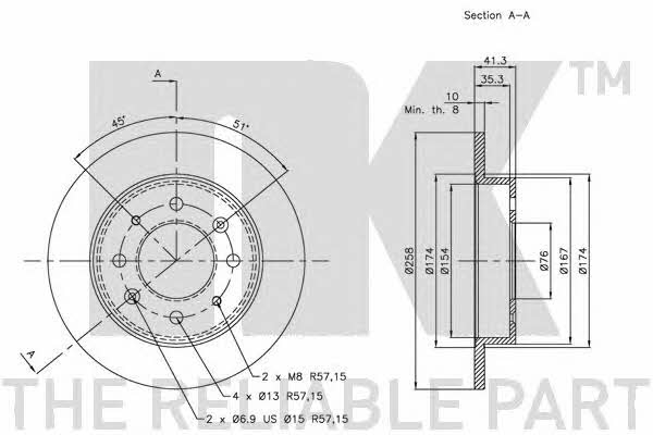 NK 203513 Rear brake disc, non-ventilated 203513: Buy near me at 2407.PL in Poland at an Affordable price!