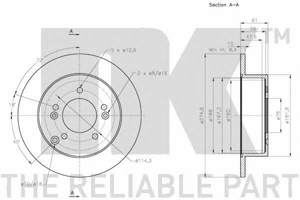 NK 203532 Rear brake disc, non-ventilated 203532: Buy near me in Poland at 2407.PL - Good price!