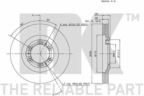 NK 203628 Тормозной диск передний вентилируемый 203628: Купить в Польше - Отличная цена на 2407.PL!