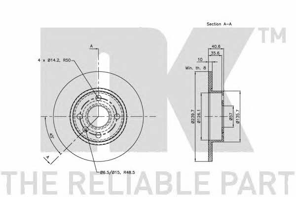 NK 203649 Rear brake disc, non-ventilated 203649: Buy near me at 2407.PL in Poland at an Affordable price!