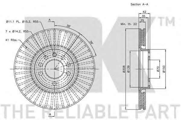 NK 203654 Тормозной диск передний вентилируемый 203654: Отличная цена - Купить в Польше на 2407.PL!