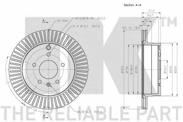 NK 203665 Тормозной диск задний вентилируемый 203665: Купить в Польше - Отличная цена на 2407.PL!