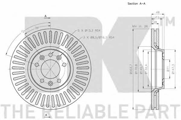 NK 203734 Front brake disc ventilated 203734: Buy near me in Poland at 2407.PL - Good price!