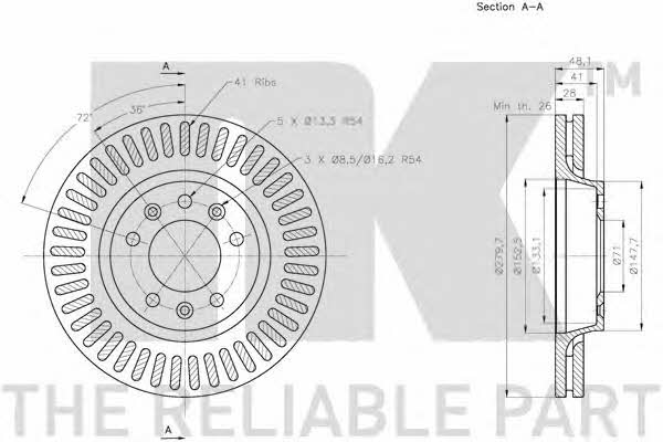 NK 203735 Тормозной диск передний вентилируемый 203735: Отличная цена - Купить в Польше на 2407.PL!