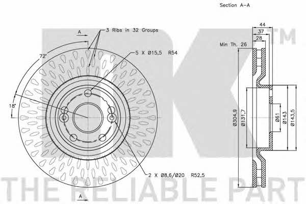NK 203942 Front brake disc ventilated 203942: Buy near me in Poland at 2407.PL - Good price!