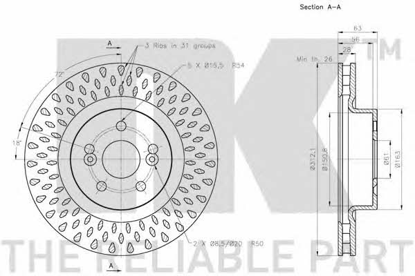 NK 203966 Front brake disc ventilated 203966: Buy near me in Poland at 2407.PL - Good price!