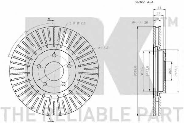 NK 203968 Front brake disc ventilated 203968: Buy near me in Poland at 2407.PL - Good price!