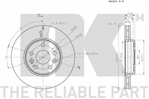 NK 203974 Front brake disc ventilated 203974: Buy near me in Poland at 2407.PL - Good price!