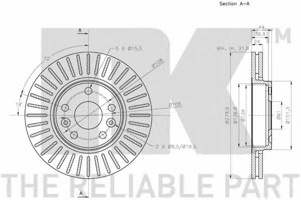 NK 203982 Front brake disc ventilated 203982: Buy near me in Poland at 2407.PL - Good price!