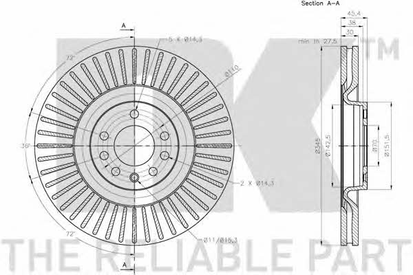 NK 204112 Front brake disc ventilated 204112: Buy near me in Poland at 2407.PL - Good price!