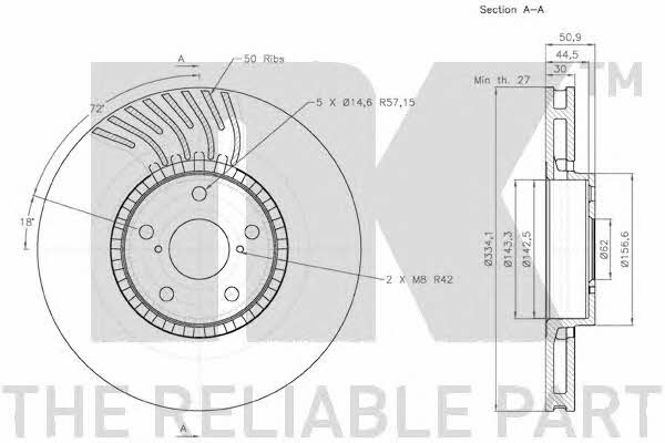 NK 2045104 Тормозной диск передний вентилируемый 2045104: Отличная цена - Купить в Польше на 2407.PL!