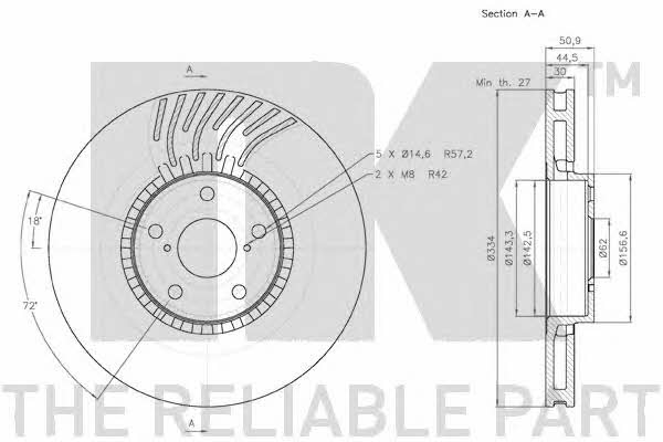 NK 2045105 Тормозной диск передний вентилируемый 2045105: Отличная цена - Купить в Польше на 2407.PL!