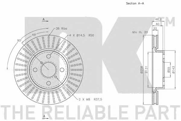 NK 2045115 Тормозной диск передний вентилируемый 2045115: Отличная цена - Купить в Польше на 2407.PL!