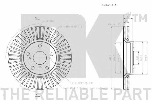 NK 2045122 Front brake disc ventilated 2045122: Buy near me in Poland at 2407.PL - Good price!