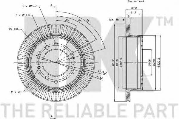 NK 204575 Rear ventilated brake disc 204575: Buy near me in Poland at 2407.PL - Good price!