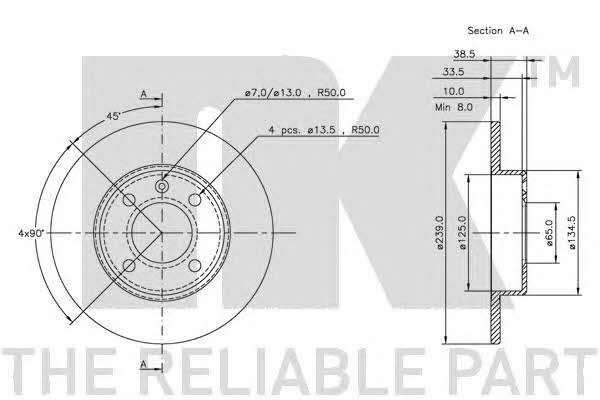NK 204704 Тормозной диск передний невентилируемый 204704: Отличная цена - Купить в Польше на 2407.PL!