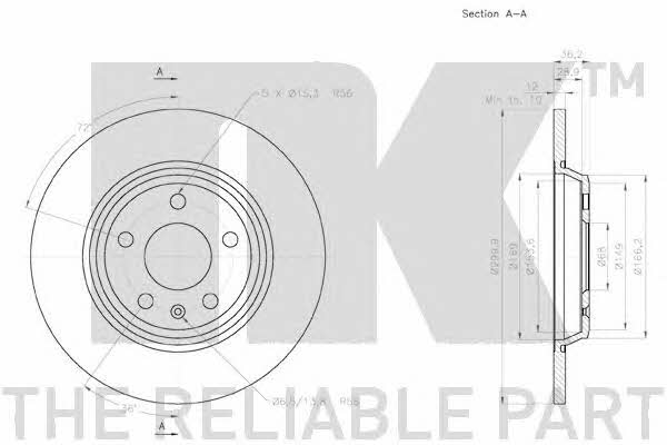 NK 2047129 Rear brake disc, non-ventilated 2047129: Buy near me in Poland at 2407.PL - Good price!