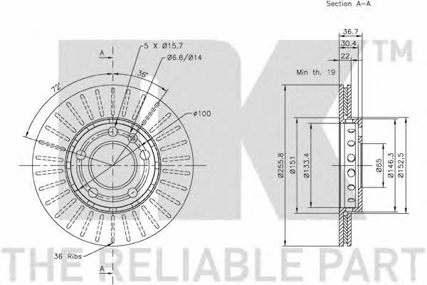 NK 204758 Тормозной диск передний вентилируемый 204758: Отличная цена - Купить в Польше на 2407.PL!