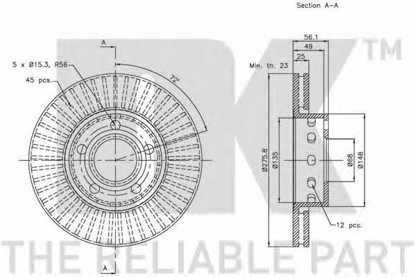 NK 204792 Front brake disc ventilated 204792: Buy near me in Poland at 2407.PL - Good price!