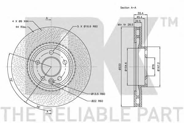 NK 204796 Innenbelüftete Bremsscheibe vorne 204796: Kaufen Sie zu einem guten Preis in Polen bei 2407.PL!