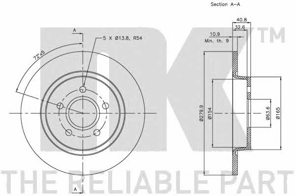 NK 204847 Bremsscheibe hinten, unbelüftet 204847: Kaufen Sie zu einem guten Preis in Polen bei 2407.PL!