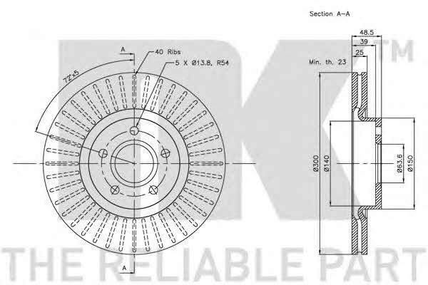 NK 204849 Innenbelüftete Bremsscheibe vorne 204849: Kaufen Sie zu einem guten Preis in Polen bei 2407.PL!