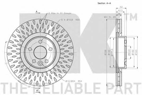 NK 204856 Тормозной диск передний вентилируемый 204856: Отличная цена - Купить в Польше на 2407.PL!