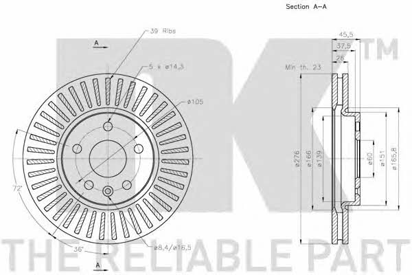 NK 205013 Front brake disc ventilated 205013: Buy near me in Poland at 2407.PL - Good price!