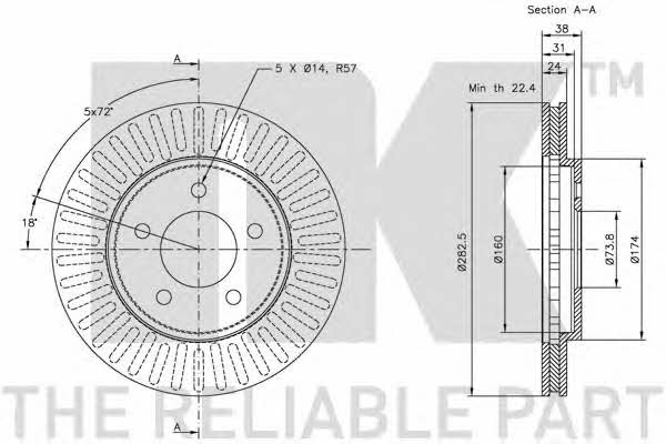 NK 209301 Front brake disc ventilated 209301: Buy near me in Poland at 2407.PL - Good price!