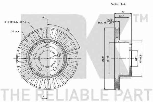 NK 209308 Front brake disc ventilated 209308: Buy near me at 2407.PL in Poland at an Affordable price!
