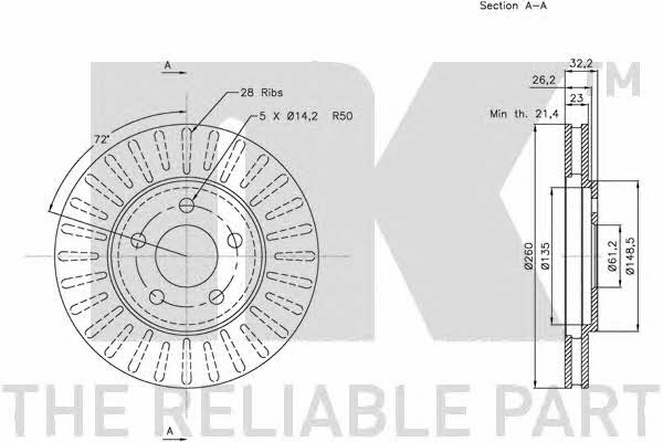 NK 209314 Front brake disc ventilated 209314: Buy near me in Poland at 2407.PL - Good price!