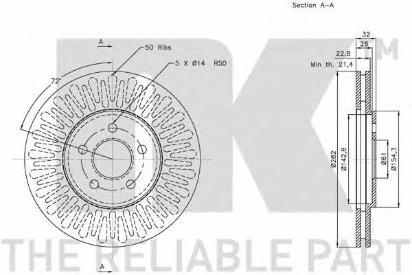 NK 209315 Front brake disc ventilated 209315: Buy near me in Poland at 2407.PL - Good price!