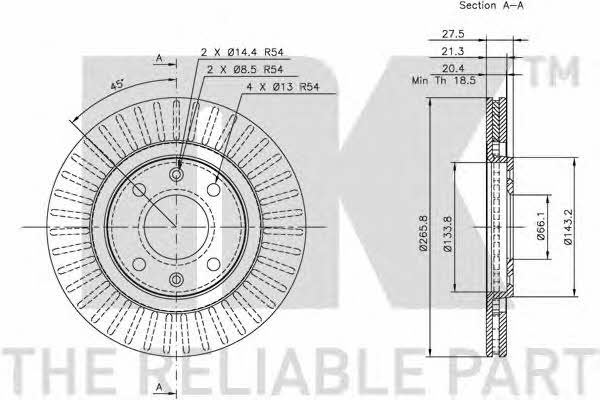 NK 209915 Front brake disc ventilated 209915: Buy near me in Poland at 2407.PL - Good price!