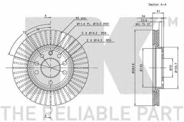 NK 209937 Тормозной диск передний вентилируемый 209937: Отличная цена - Купить в Польше на 2407.PL!