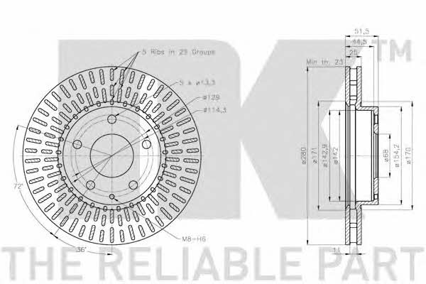 NK 203281 Front brake disc ventilated 203281: Buy near me in Poland at 2407.PL - Good price!