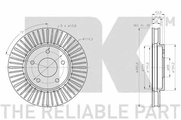 NK 202285 Тормозной диск передний вентилируемый 202285: Отличная цена - Купить в Польше на 2407.PL!