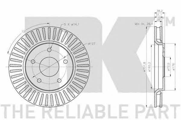 NK 209333 Innenbelüftete Bremsscheibe vorne 209333: Kaufen Sie zu einem guten Preis in Polen bei 2407.PL!